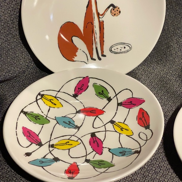 Kate spade new york Christmas Winter Holiday Festive Fox Tidbit Plates Set OF 4 - Picture 11 of 11